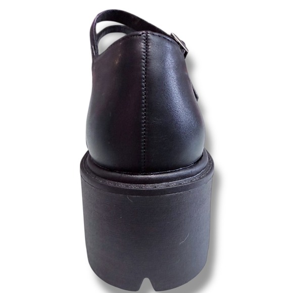 NIB Black Chunky Platform Mary Jane Shoes Women Size 8.5 Double Strap Buckle - Picture 7 of 14